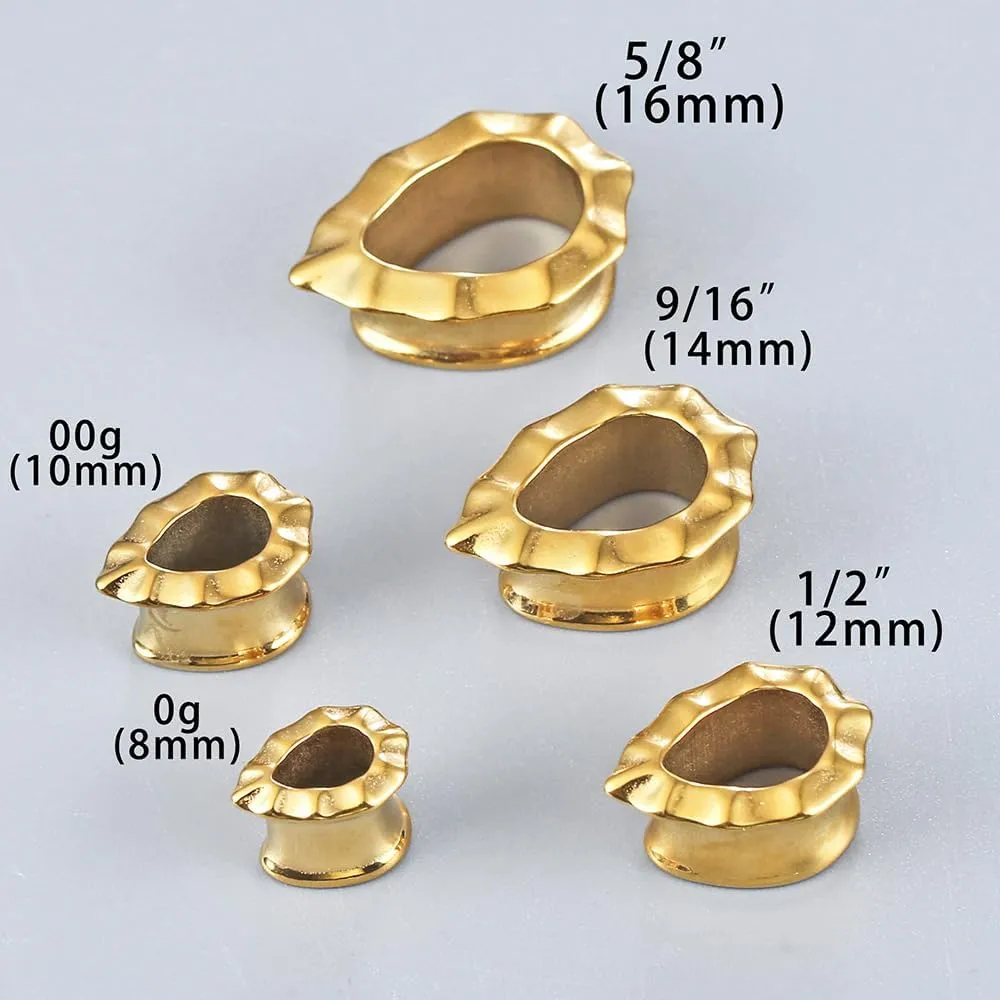 1 Pair Cute gauges Silver/Gold Ear Tunnels Plugs with speckle 316 Stainless Steel Ear Gauges Weight Plugs Hypoallergenic expander Piercing Body Jewelry