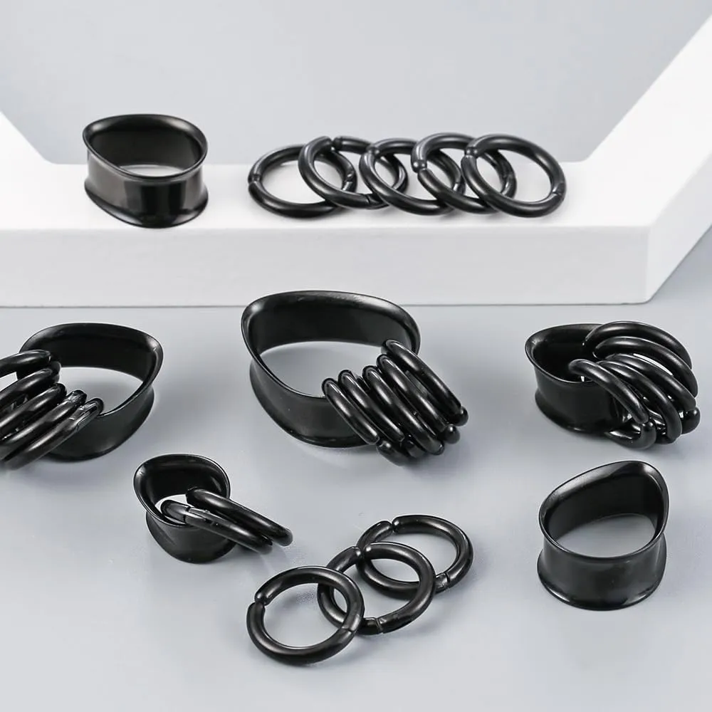 1 pair Rings Ear Gauges Hypoallergenic 316 rings ear weight Stainless Steel Ear Stretchers Plus Tunnels (0G-1") 8mm-25mm 00G Body Piercing Jewelry