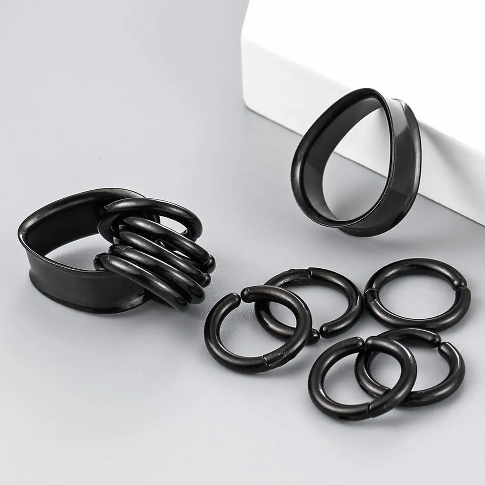 1 pair Rings Ear Gauges Hypoallergenic 316 rings ear weight Stainless Steel Ear Stretchers Plus Tunnels (0G-1") 8mm-25mm 00G Body Piercing Jewelry