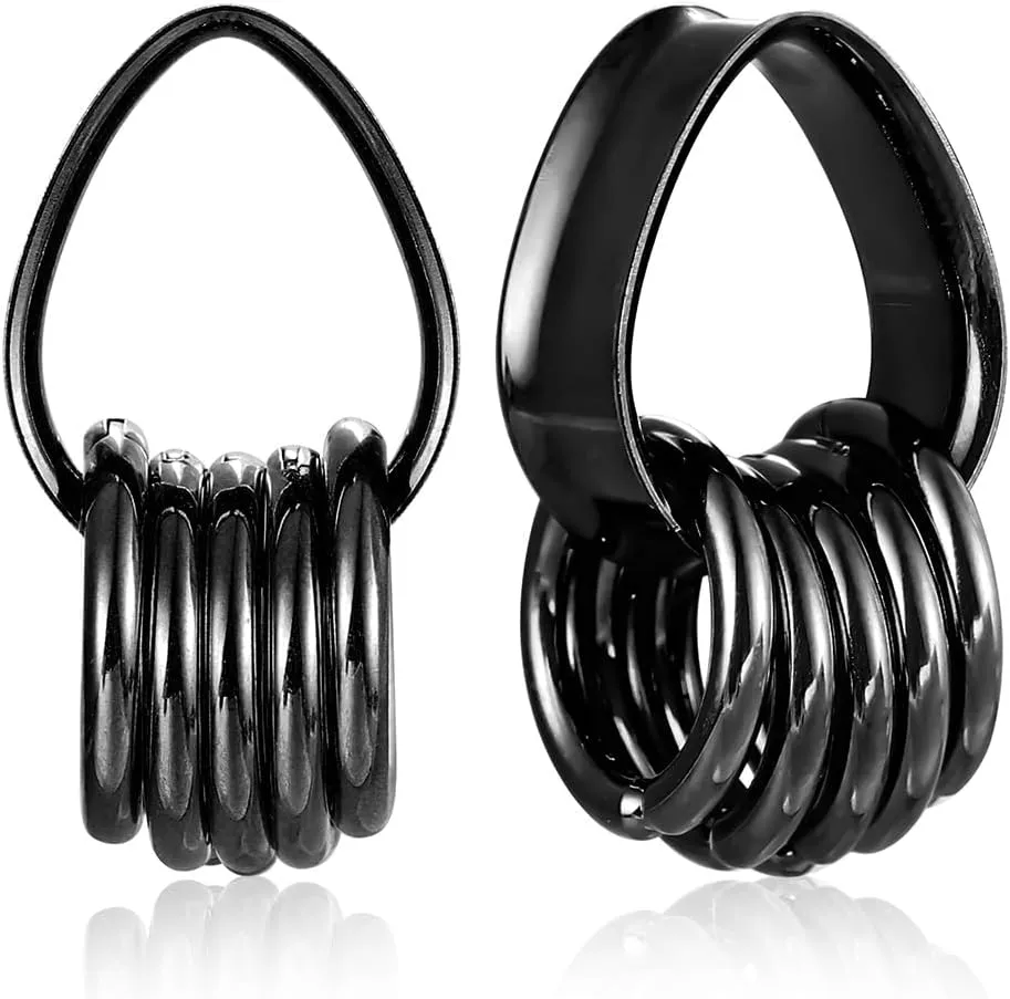 1 pair Rings Ear Gauges Hypoallergenic 316 rings ear weight Stainless Steel Ear Stretchers Plus Tunnels (0G-1") 8mm-25mm 00G Body Piercing Jewelry
