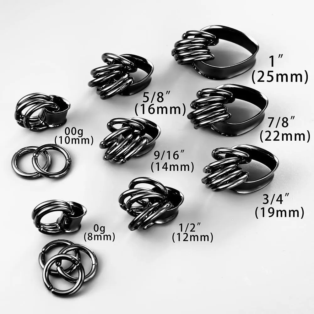 1 pair Rings Ear Gauges Hypoallergenic 316 rings ear weight Stainless Steel Ear Stretchers Plus Tunnels (0G-1") 8mm-25mm 00G Body Piercing Jewelry