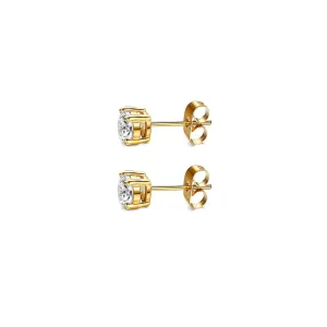 1 Pairs Gold Stud Earrings Dainty Stud Earrings 14K Gold Plated Earrings for Women Trendy Hypoallergenic Gold Stud Earrings 4mm Cubic Zirconia Cartilage Piercing Gold Jewelry for Women Gifts(4mm CZ)