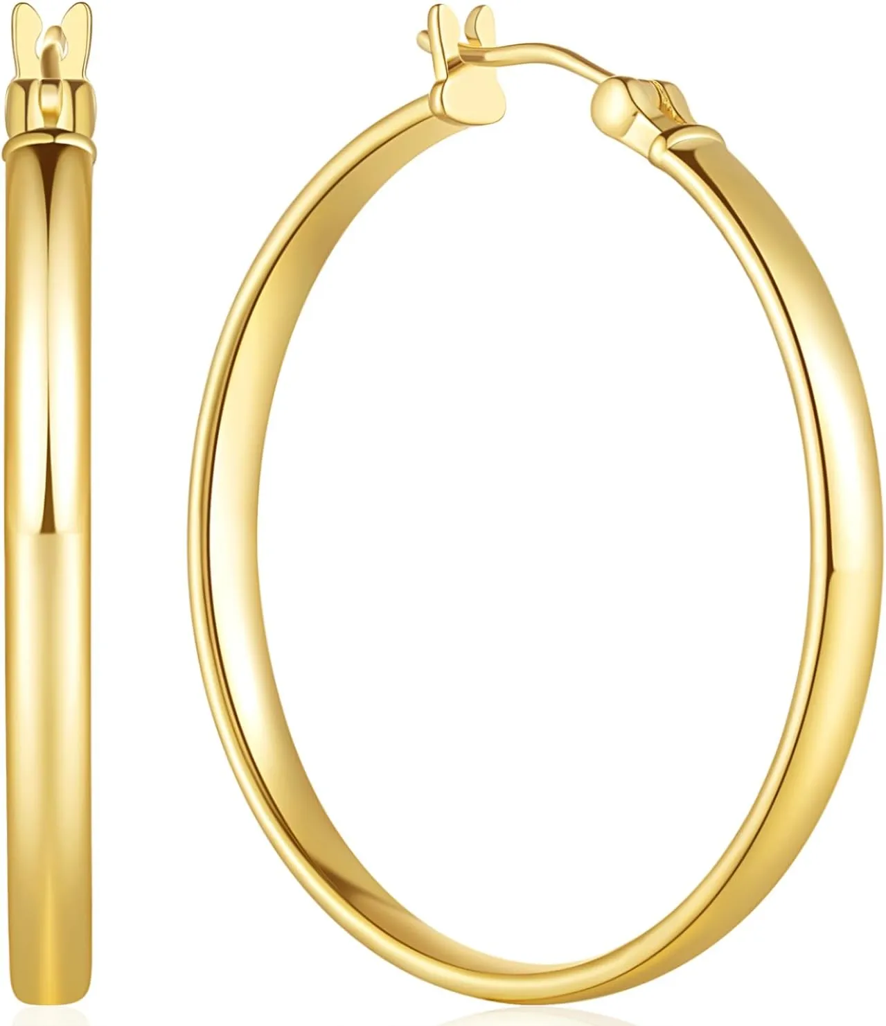 14K Gold Hoop Earrings For Women Large Hoops Earrings Hoops Earring For Women 14K Gold Earring Dainty Trendy Minimalist Designs 35MM