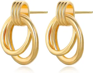 14K Gold Knot Dangle Earrings for Women Trendy Drop Earrings Stud Chunky Earrings Hypoallergenic Earrings Jewelry for Christmas Gifts