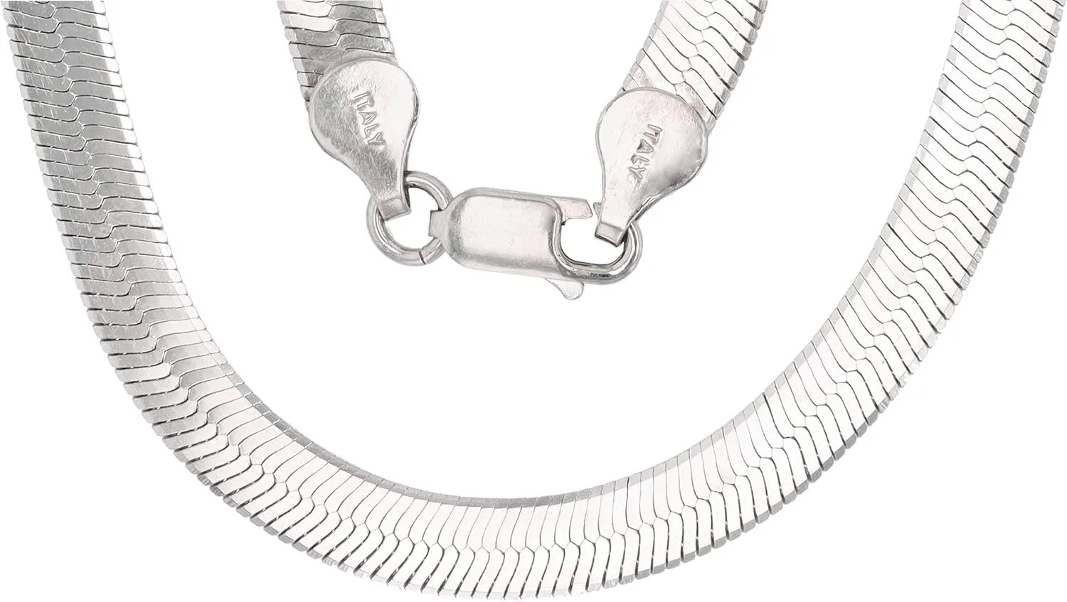 14K Gold or Rhodium Plated Silver Herringbone Chain For Women | 1mm-13mm Thick | Solid 925 Herringbone Italian Necklaces For Women