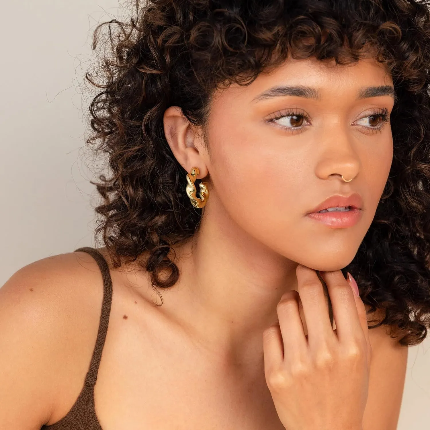 14K Gold-Plated Chunky Gold Earrings for Women Twisted Heart Star Hoop Earrings for Women Trendy Jewelry