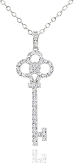 14K Gold Plated Key Necklace for Women  CZ Cubic Zirconia Key Pendant Layering Necklaces  Non-Tarnish Sparkly Jewelry Gifts for Her Mom [KN-CZ]