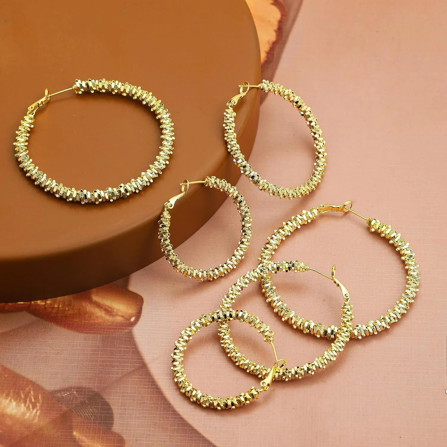 14k Gold/Silver Hoop Earrings For Women,Large Thick Gold Chunky Hoop Earrings
