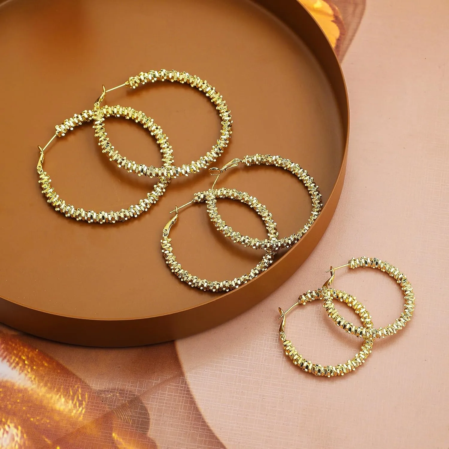 14k Gold/Silver Hoop Earrings For Women,Large Thick Gold Chunky Hoop Earrings