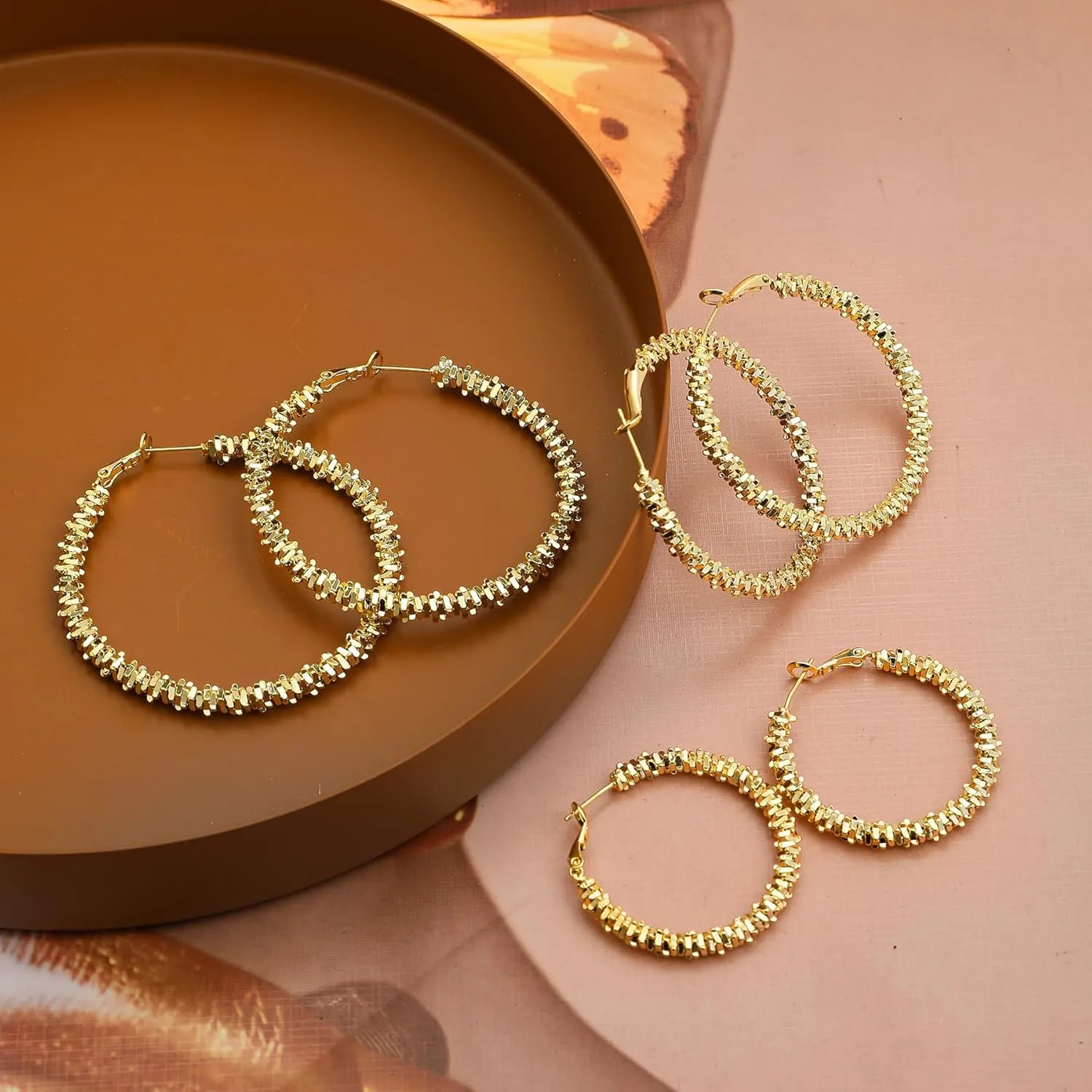 14k Gold/Silver Hoop Earrings For Women,Large Thick Gold Chunky Hoop Earrings