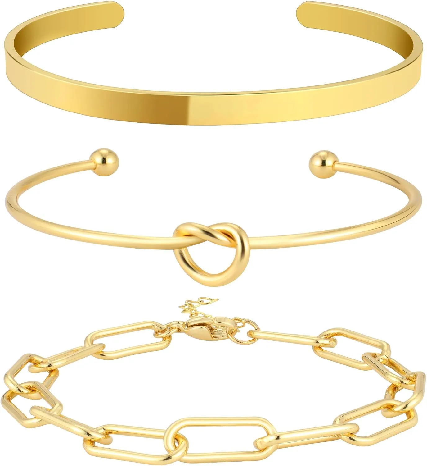 14K Real Gold Plated Bracelets for Women Stack,Bangle Cuff Bracelet Set Non Tarnish Jewelry for Women Trendy