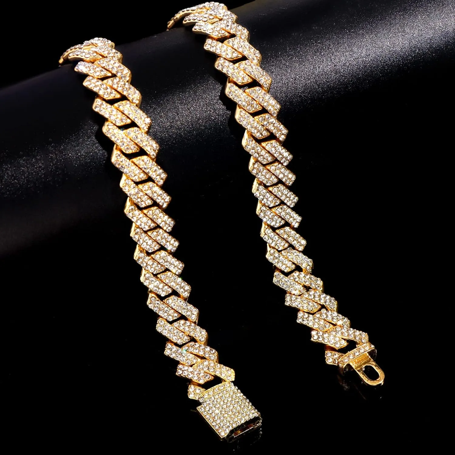 14mm Cuban Link Chain for Men Iced Out Miami Cuban Link Chain Necklace Bracelet for Men Women Bling Diamond Cuban Chains Bracelets/Necklaces Hip Hop Jewelry