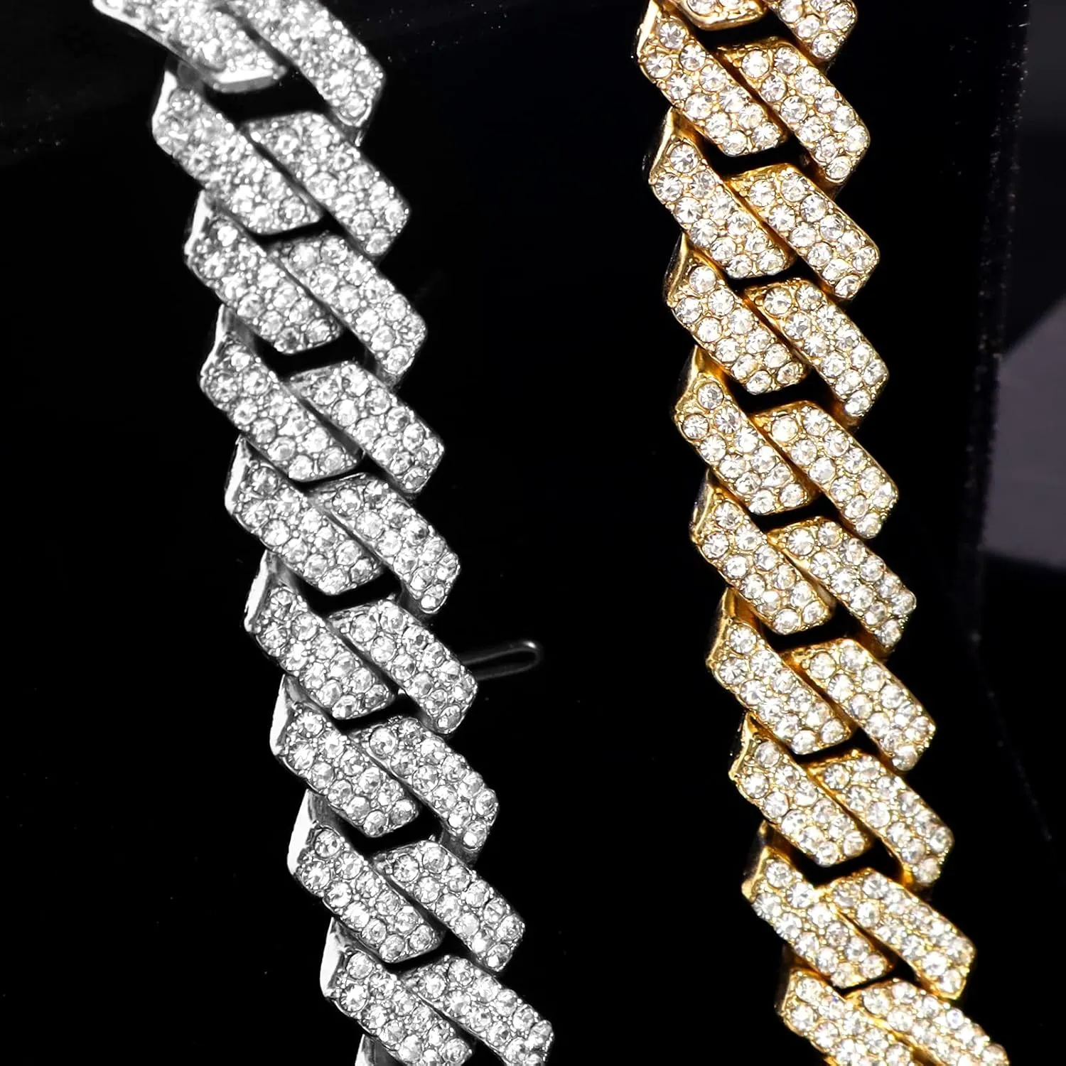14mm Cuban Link Chain for Men Iced Out Miami Cuban Link Chain Necklace Bracelet for Men Women Bling Diamond Cuban Chains Bracelets/Necklaces Hip Hop Jewelry