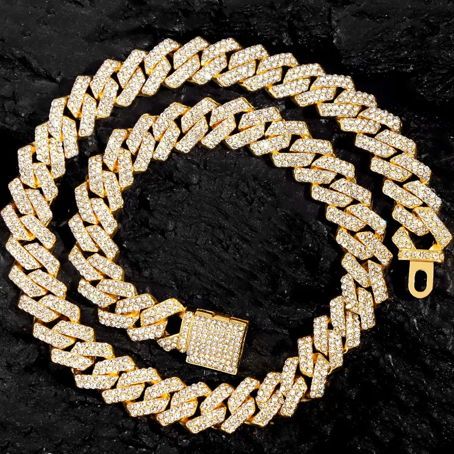 14mm Cuban Link Chain for Men Iced Out Miami Cuban Link Chain Necklace Bracelet for Men Women Bling Diamond Cuban Chains Bracelets/Necklaces Hip Hop Jewelry