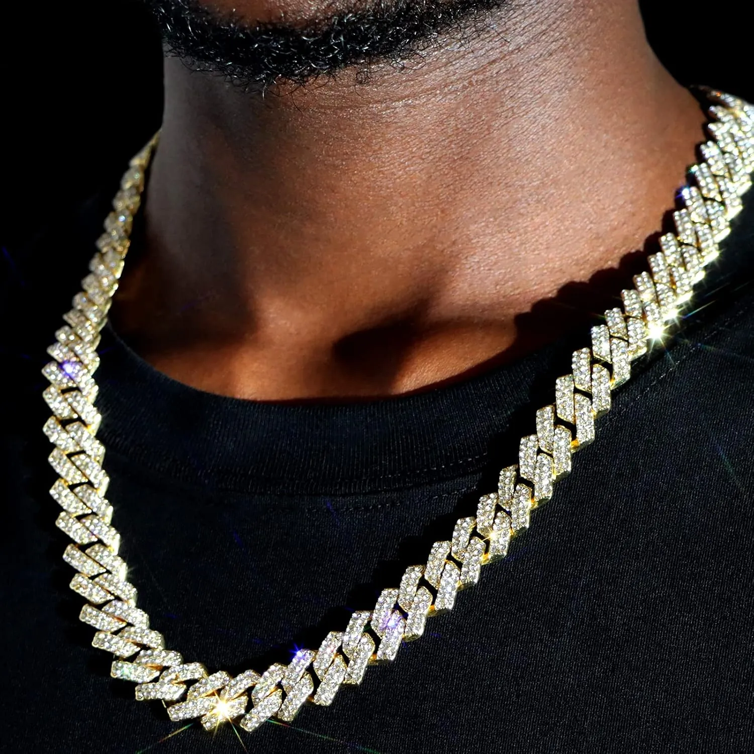 14mm Cuban Link Chain for Men Iced Out Miami Cuban Link Chain Necklace Bracelet for Men Women Bling Diamond Cuban Chains Bracelets/Necklaces Hip Hop Jewelry