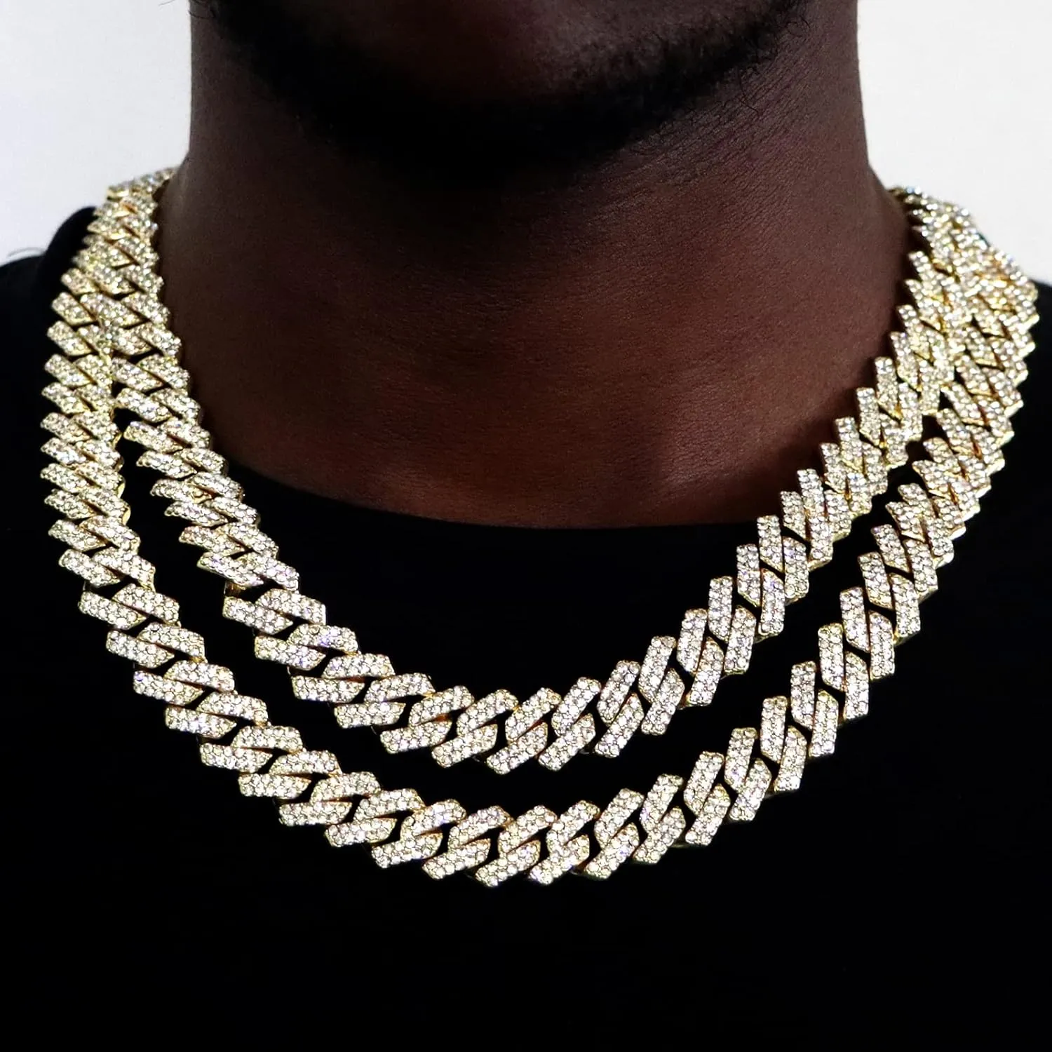14mm Cuban Link Chain for Men Iced Out Miami Cuban Link Chain Necklace Bracelet for Men Women Bling Diamond Cuban Chains Bracelets/Necklaces Hip Hop Jewelry