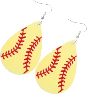 1Pair Softball Teardrop Earrings Imitation Dangle Jewelry for Sports Lovers Lightweight and Comfortable present for Parties and Everyday Wear Attractive Sports Ball