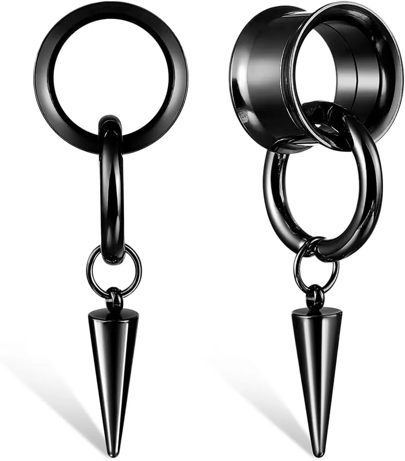 2 PCS Ear Gauges Classic Horn with Tip Taper for Stretched Ears Hypoallergenic 316 Stainless Steel Ear cuff Tunels plugs 00G 8mm-16mm(0G-5/8'') Body Piercing Jewelry