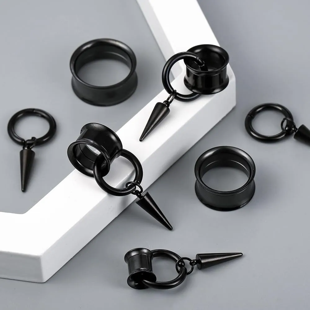 2 PCS Ear Gauges Classic Horn with Tip Taper for Stretched Ears Hypoallergenic 316 Stainless Steel Ear cuff Tunels plugs 00G 8mm-16mm(0G-5/8'') Body Piercing Jewelry
