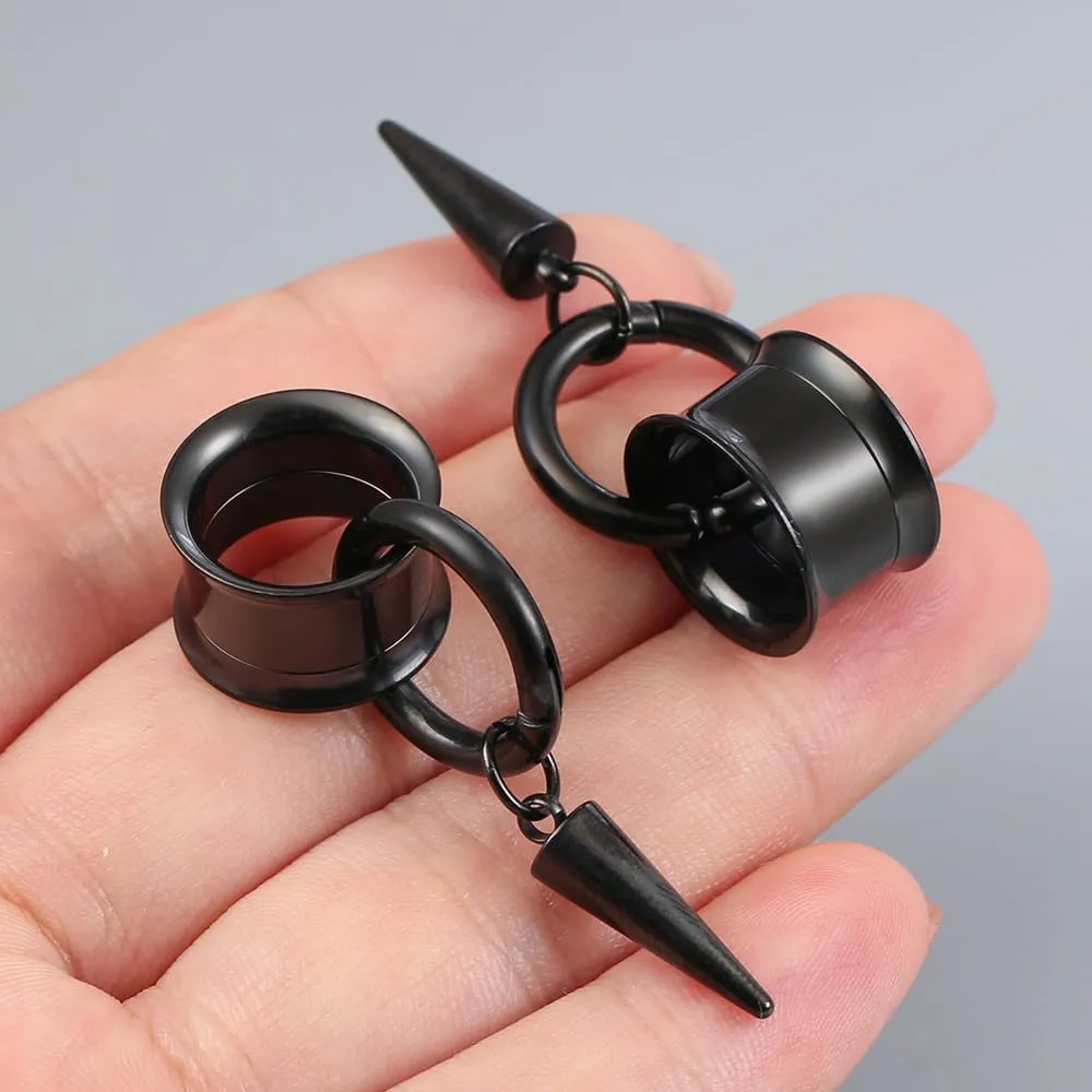 2 PCS Ear Gauges Classic Horn with Tip Taper for Stretched Ears Hypoallergenic 316 Stainless Steel Ear cuff Tunels plugs 00G 8mm-16mm(0G-5/8'') Body Piercing Jewelry
