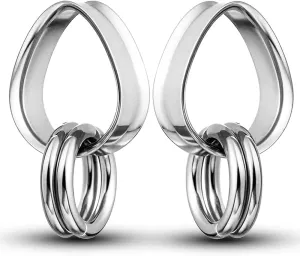 2 PCS Ear Gauges with 2 nose rings Hypoallergenic 316 Stainless Steel Earrings Expander Stretchers cute Plus Tunnels (0G-1") 8mm-25mm 00G Body Piercing Jewelry balck gold silver