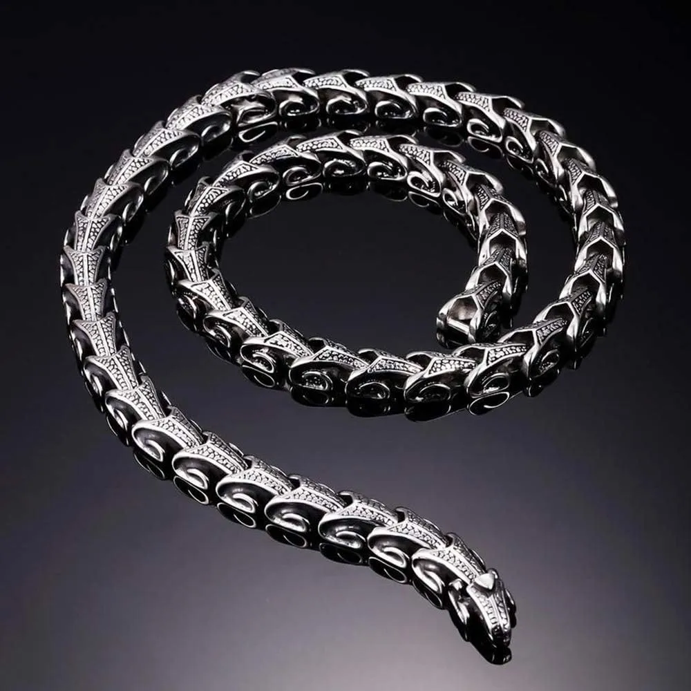 20-24 inch Length Dragon Link Men Necklace Jewelry Punk Vintage Hiphop Stainless Steel 2 Kind Wear Method Biker Keel Chain Necklaces or Bracelet
