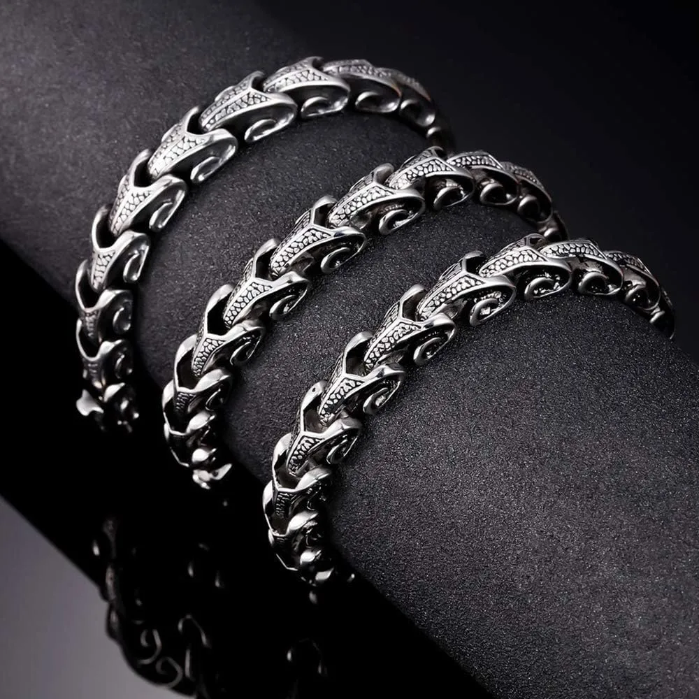 20-24 inch Length Dragon Link Men Necklace Jewelry Punk Vintage Hiphop Stainless Steel 2 Kind Wear Method Biker Keel Chain Necklaces or Bracelet