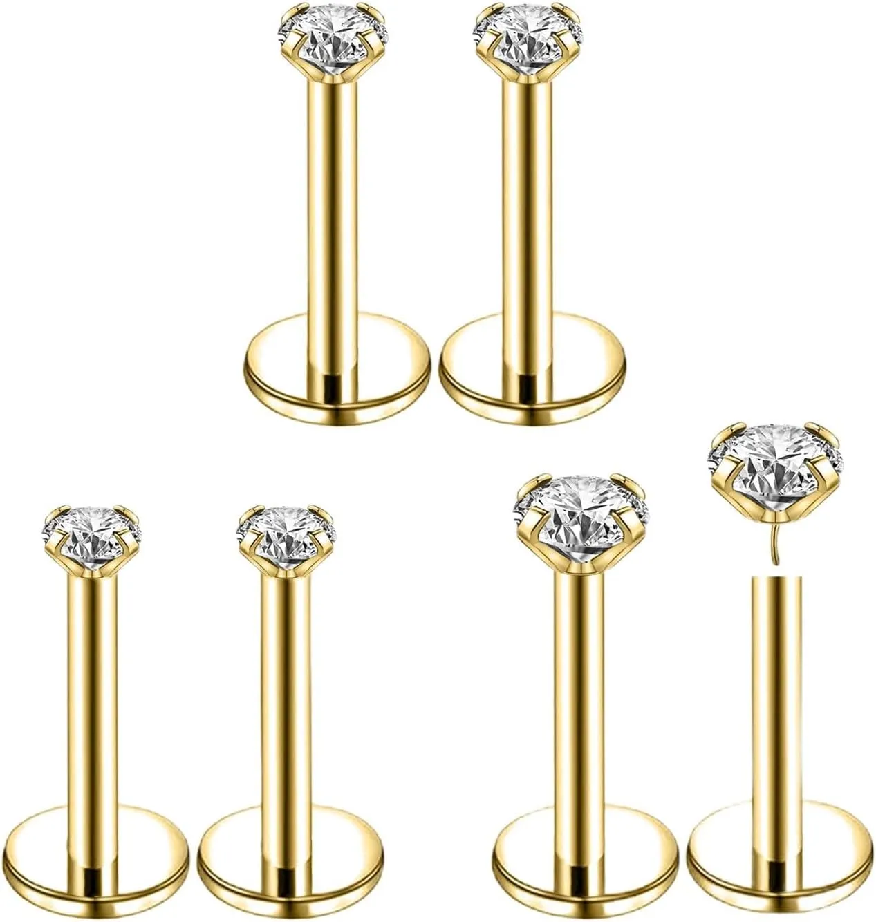 20G 18G 16G 6mm Threadless Push in Nose Stud Rings for Women Men Stainless Steel Nose Studs Nostril Piercing Jewelry CZ Nose Rings Studs1.5MM 2MM 2.5MM 3MM 8Pcs Black Silver 14K Gold Filled