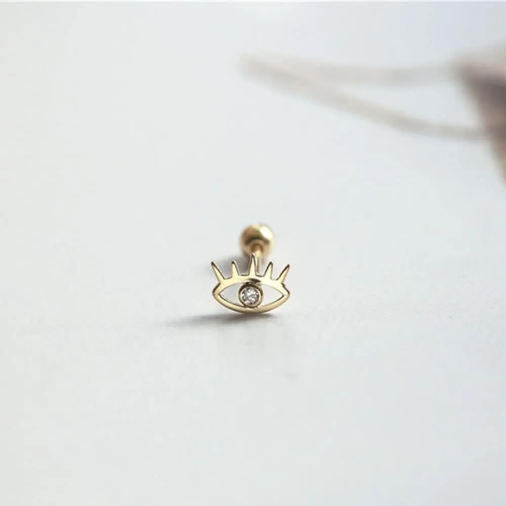 20g Cute CZ Evil Eye Small Stud Earrings for Women Teen Girls Sensitive Ear 925 Sterling Silver Minimalist Tiny Cartilage Tragus Piercing Post Mini Screw Back Hypoallergenic Studs Fashion Jewelry Gifts for Daughter Birthday Bff Xmas