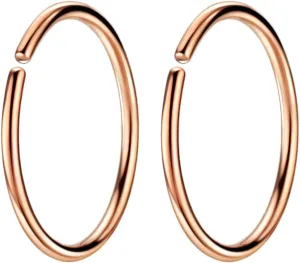 22G 20G 18G 6-12mm Gold Silver Rose Gold Black Blue Rainbow Small Hoop Earrings for Cartilage Nose, Piercing Hoop Ring Nose Rings Hoop Tragus Helix Daith Rook Snug Piercing Rings Set of 4 Set of 2