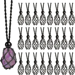 24pcs Adjustable Empty Necklace Holder Crystal Stone Necklace Pendant Necklace Cord Hand Woven Necklace Ropes for Jewelry Making