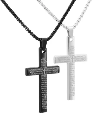 2pcs Bible Verse Cross Chain, Prayer Religious Jewelry Gift Stainless Steel Inspirational Jesus Cross Pendant Necklace with Necklaces for Religious Faith Jewelry Gifts