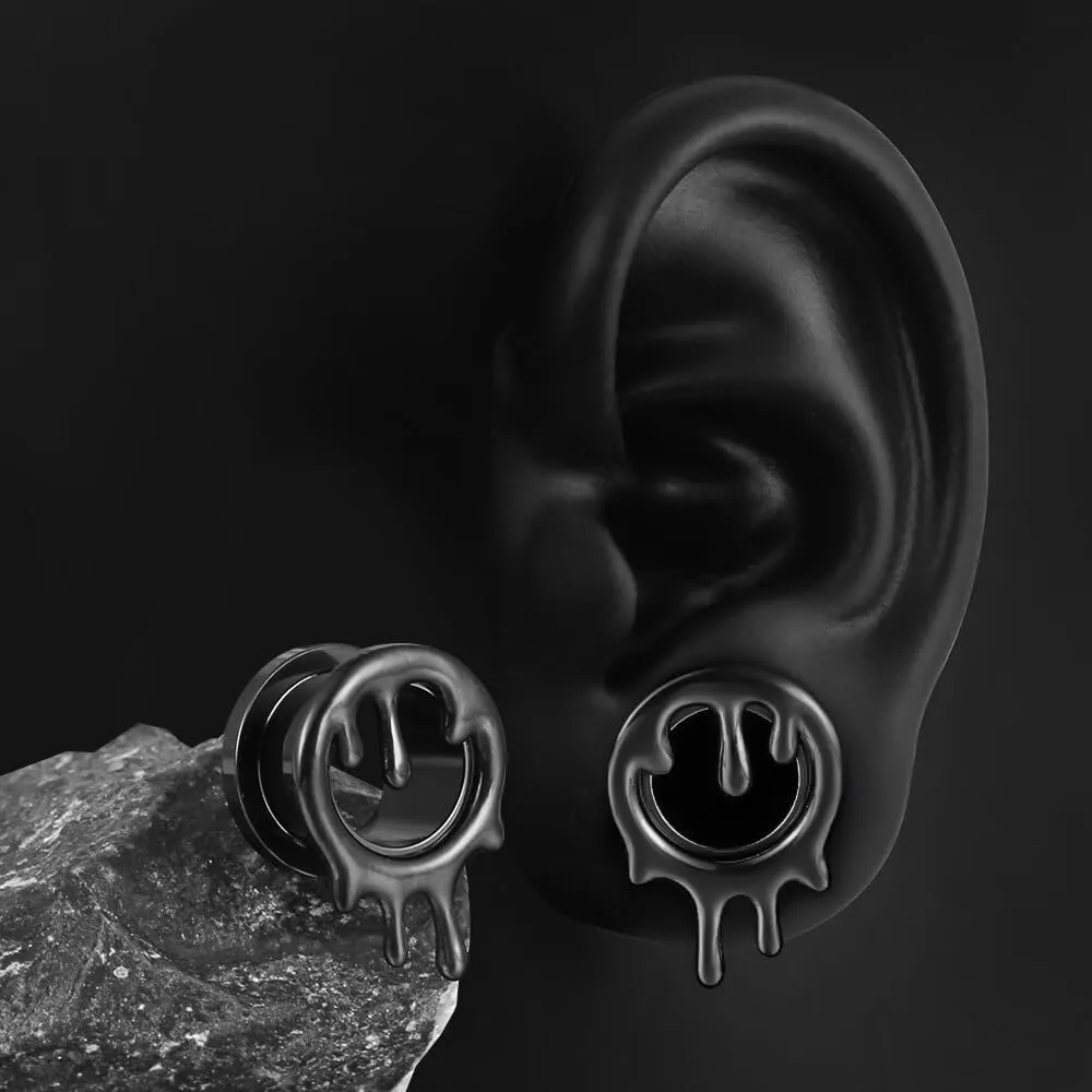 2PCS Cool Drops Ear Gauges for Stretched Hypoallergenic 316 Stainless Steel Ear Tunnels Plugs 8mm-25mm (0G-1") Body Piercing Jewelry for Women Men Halloween