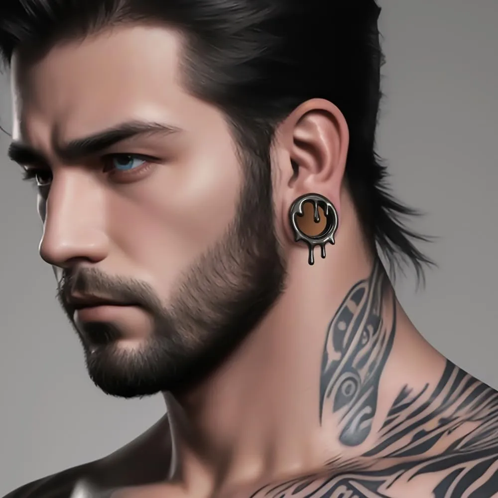2PCS Cool Drops Ear Gauges for Stretched Hypoallergenic 316 Stainless Steel Ear Tunnels Plugs 8mm-25mm (0G-1") Body Piercing Jewelry for Women Men Halloween