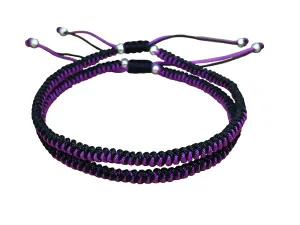 2PCS COUPLE BRACELET - Purple and Black Blend Adjustable Braided Shamballa Bracelets
