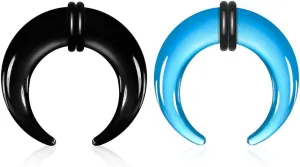 2PCS Glass Septum rings hoops,14G to 2G C Shape Pincher Tapers with O-Rings for Nose&Ear Jewelry Clicker Cartilage Earring Hinged Segment Daith Piercing
