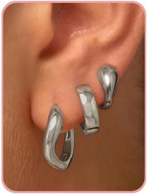 3 Pairs Gold Hoop Earrings for Women Trendy Dainty Gold Huggie Earrings 14k Gold Stud Earring Hypoallergenic Earrings Small Hoop Earrings for Gifts