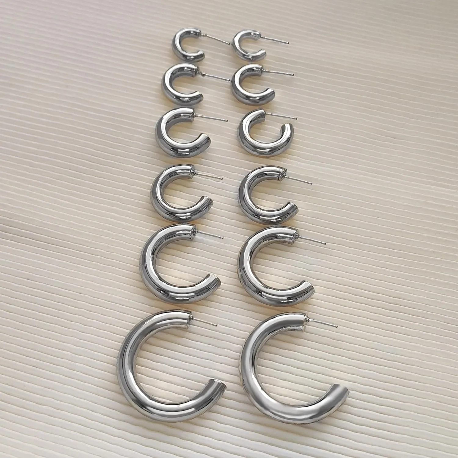 3 Pairs Twisted Rope Hoop Earrings for Women, 14K Gold Open Hoops Earrings Thick Gold Silver Chunky Hoop Earrings Lightweight Hoop Earrings for Women