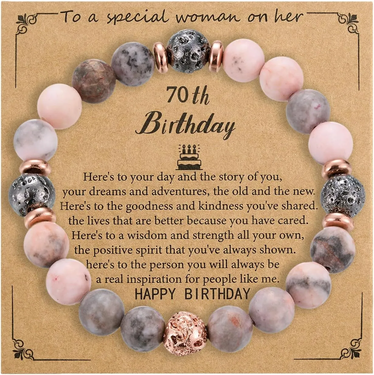 30th 40th 50th 60th 65th 70th 75th 80th Birthday Gifts for Women Bracelets 50 60 65 70 Year Old Natural Stones Happy Birthday Bracelets for Women