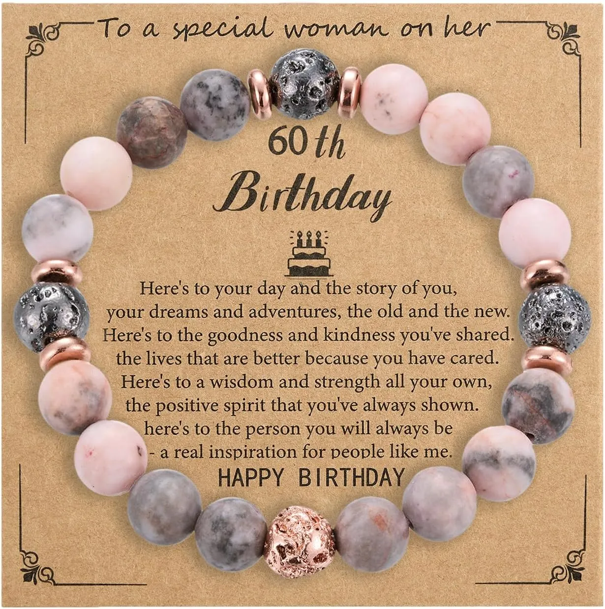 30th 40th 50th 60th 65th 70th 75th 80th Birthday Gifts for Women Bracelets 50 60 65 70 Year Old Natural Stones Happy Birthday Bracelets for Women