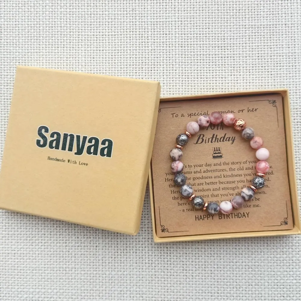 30th 40th 50th 60th 65th 70th 75th 80th Birthday Gifts for Women Bracelets 50 60 65 70 Year Old Natural Stones Happy Birthday Bracelets for Women