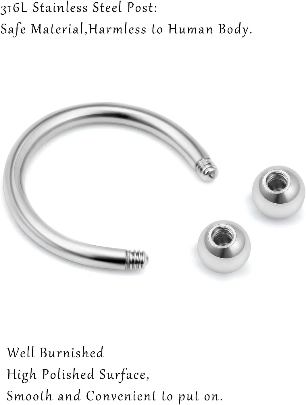 32PCS 16G Lip Rings Surgical Steel Snake Bite Jewelry Labret Jewelry Monroe Lip Barbell Ring Daith Tragus Helix Piercing Jewelry for Women Men 6mm/8mm/10mm/12mm