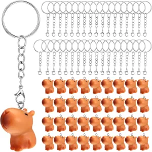 36 Pcs Capybara Resin Keychain Capybara Party Favors Mini Animal Key Chains Kawaii Capybara 3D Pendant Capybara Charms Bulk Animal Figurine Accessories Gifts for Birthday Party