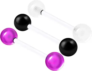 3PCS Flexible Acrylic Barbell Tongue Rings Stud Bars 14 Gauge 5/8 16mm 6mm Ball Earrings Piercing Jewelry 2540