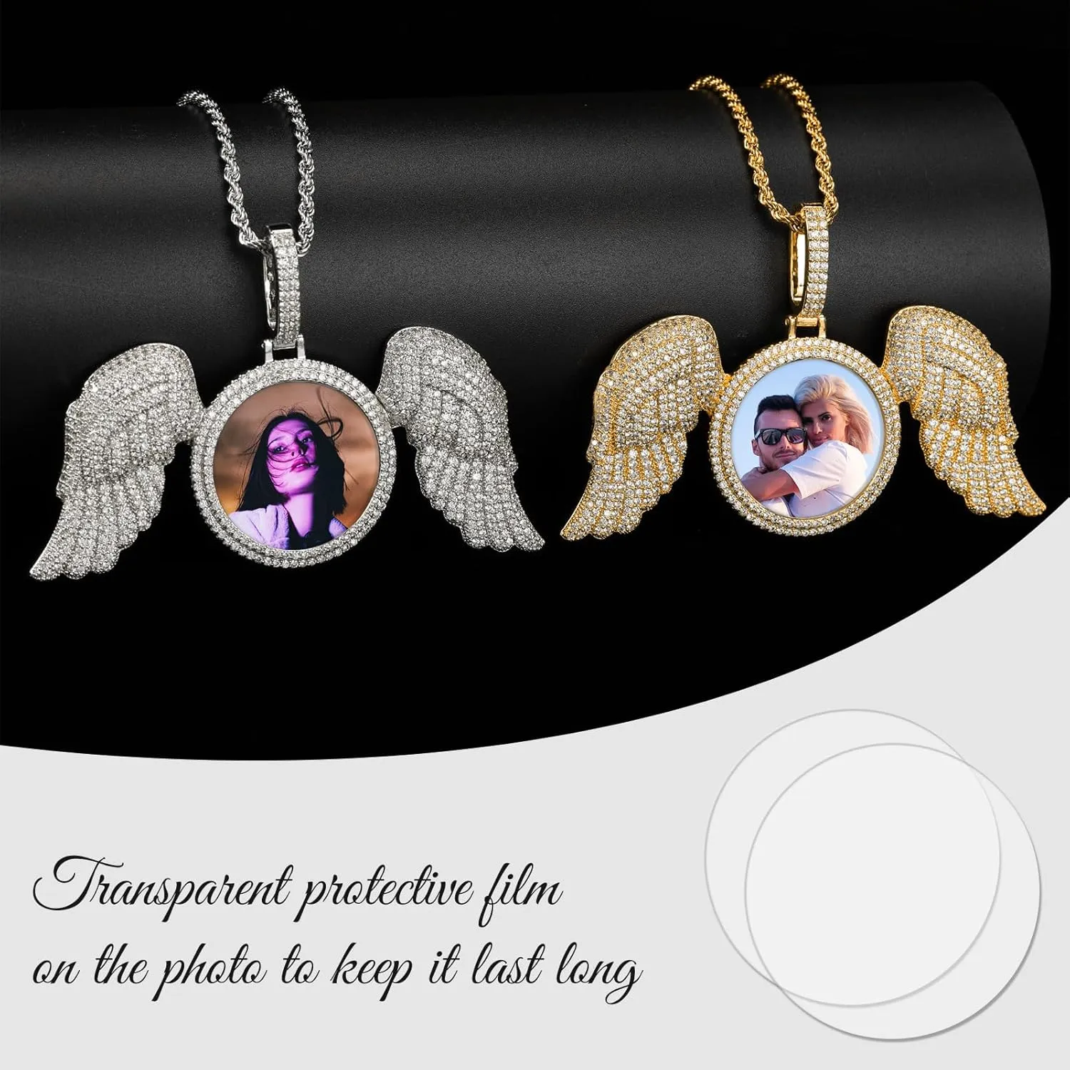 3UMeter Custom Necklace Picture Necklace Memory Pendant with Chain Personalized Photo Pendant Gifts for Him Gifts for Her 18k Gold Hip Hop Jewelry