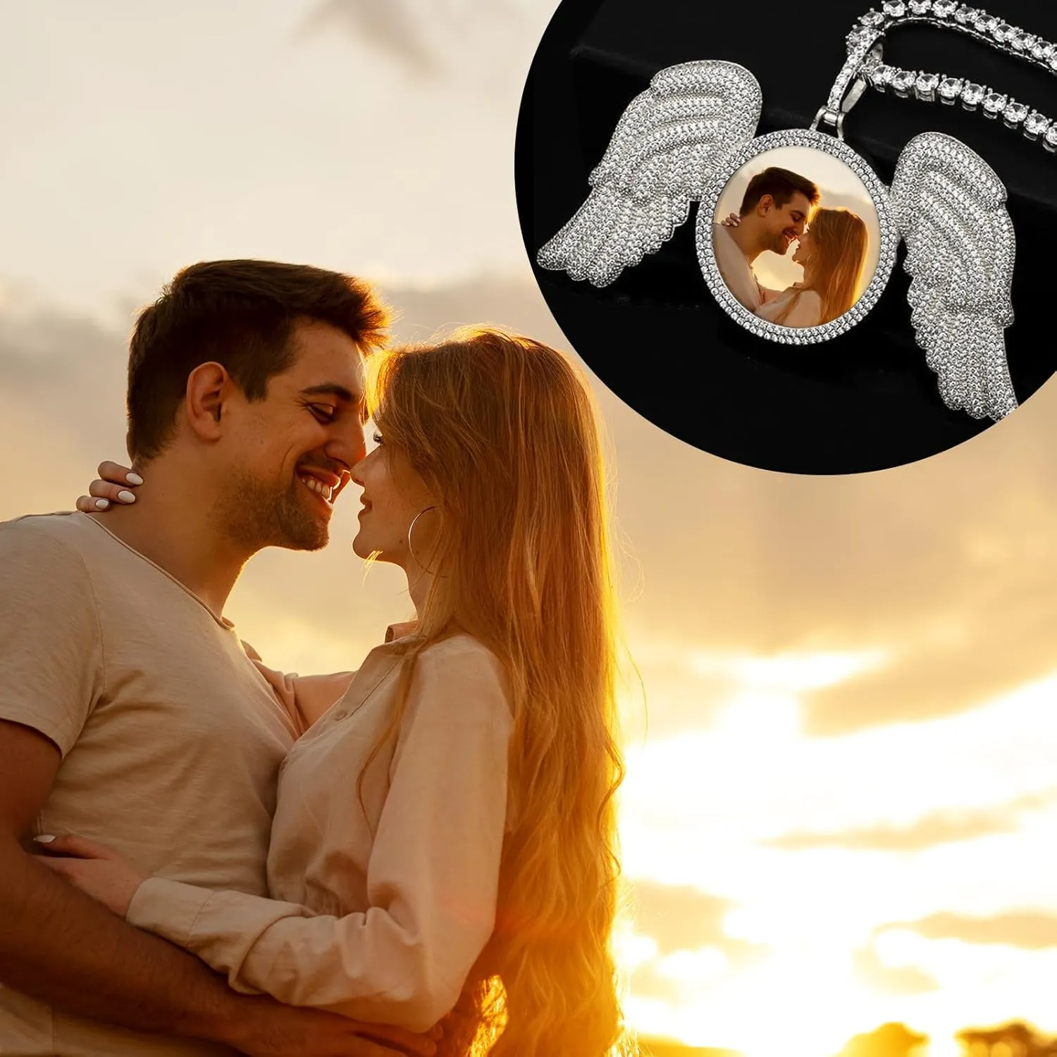 3UMeter Custom Necklace Picture Necklace Memory Pendant with Chain Personalized Photo Pendant Gifts for Him Gifts for Her 18k Gold Hip Hop Jewelry