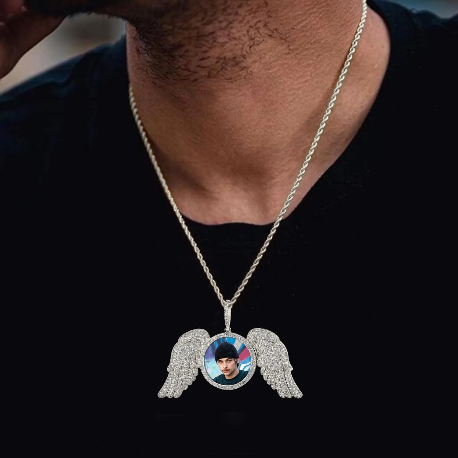 3UMeter Custom Necklace Picture Necklace Memory Pendant with Chain Personalized Photo Pendant Gifts for Him Gifts for Her 18k Gold Hip Hop Jewelry