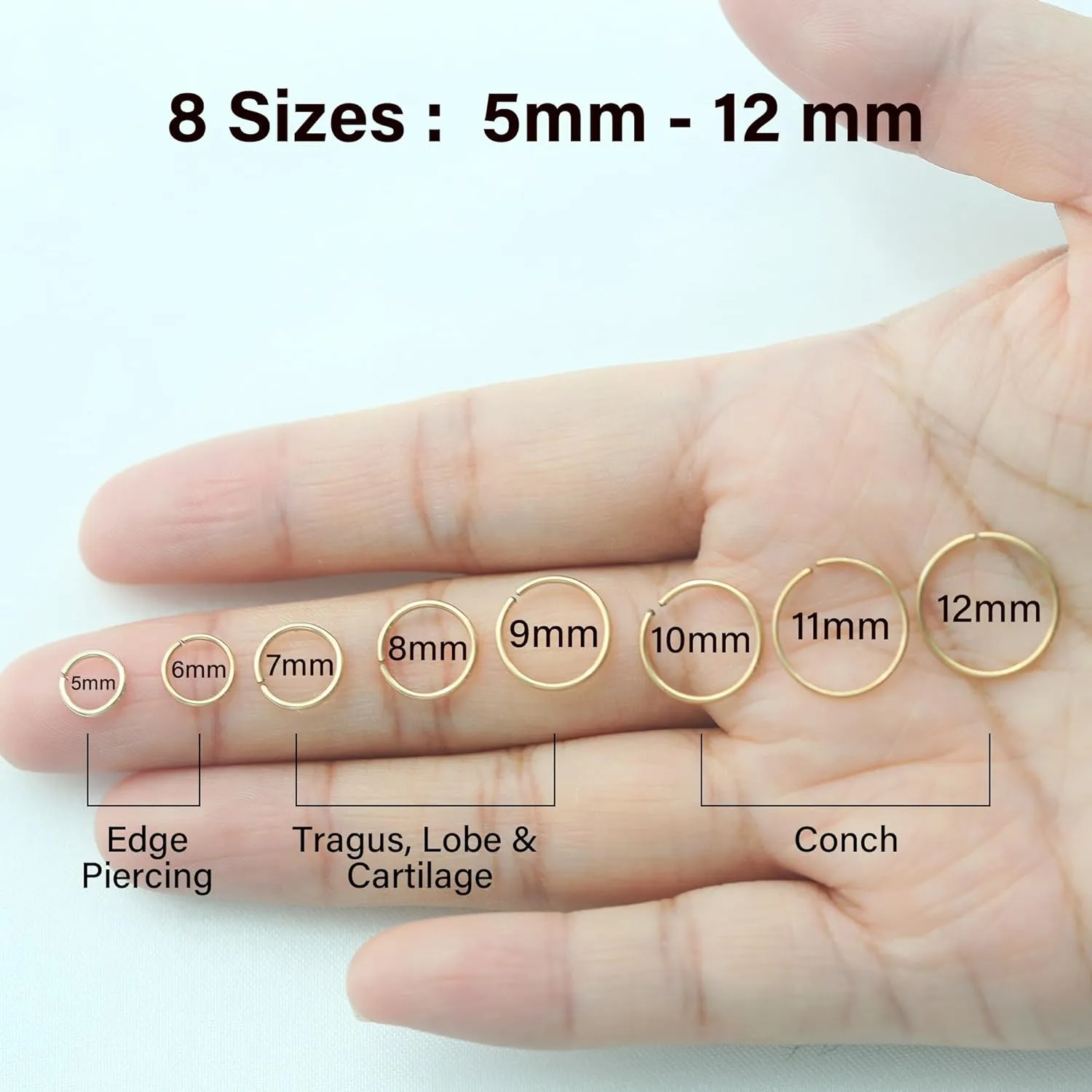 4mm Very Tiny Small Ring Hoops for Women, Thin Piercing Hoop Ring for Tragus (1 Pair,20g,14K Gold Filled)