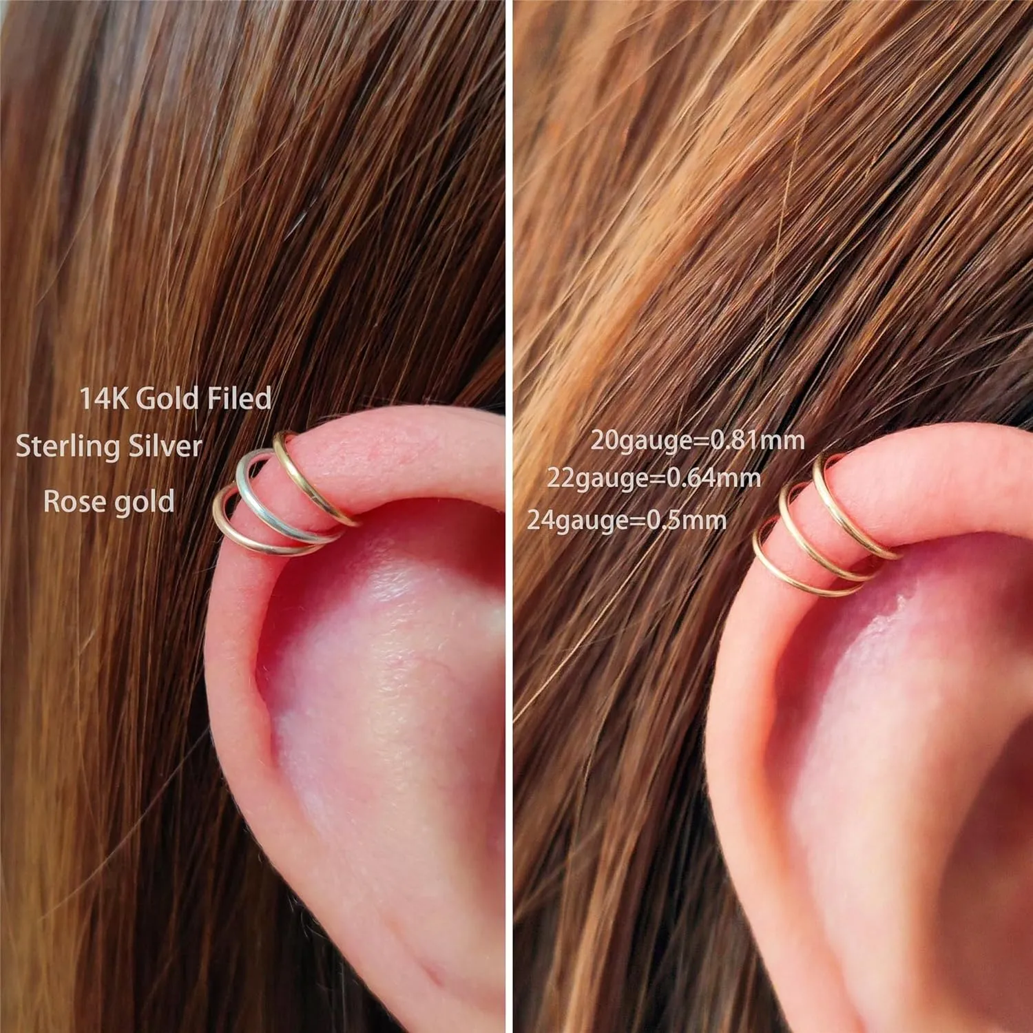 4mm Very Tiny Small Ring Hoops for Women, Thin Piercing Hoop Ring for Tragus (1 Pair,20g,14K Gold Filled)