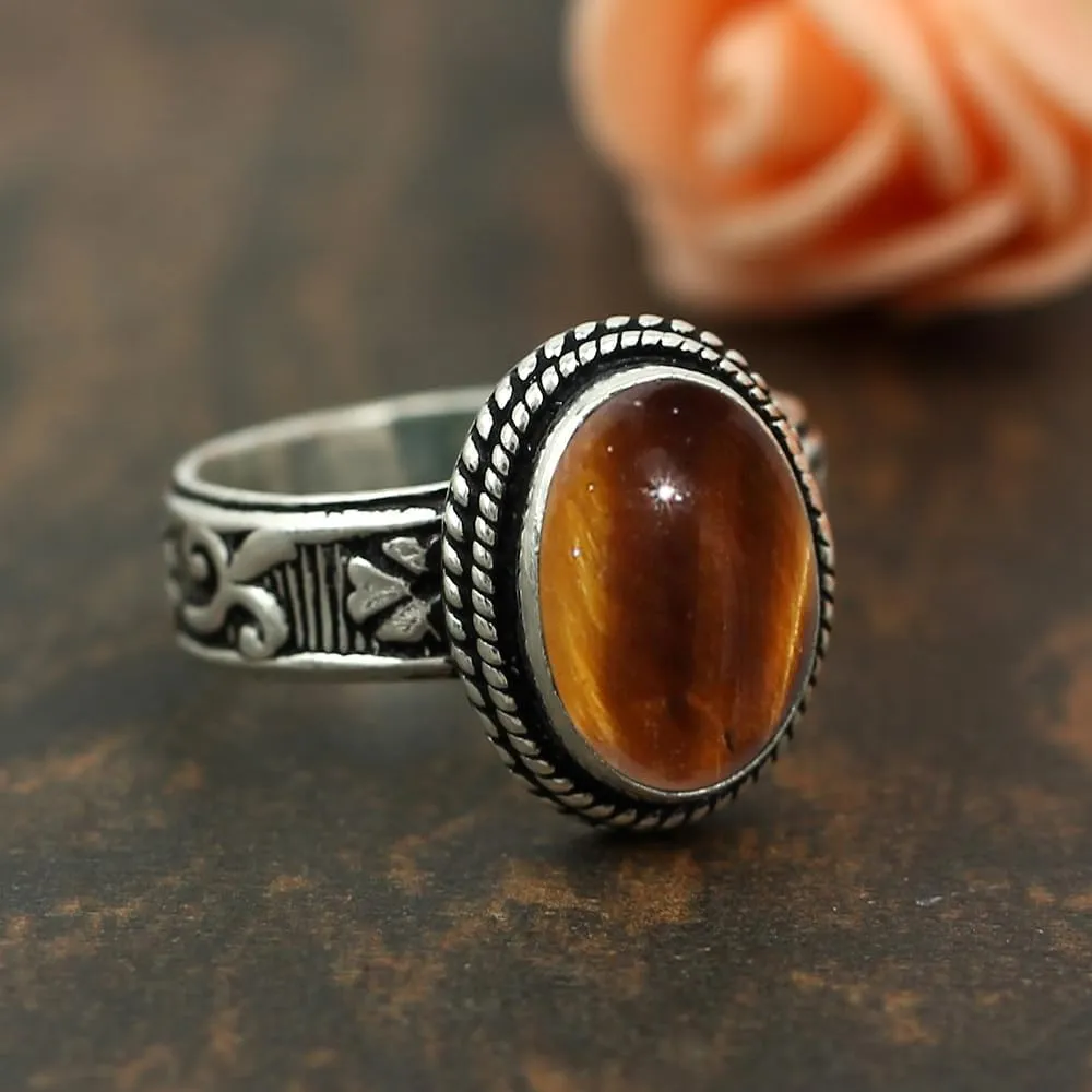 5.85Cts Oval Shaped Natural Gemstone Solitaire Statement Rings For Women, 925 Silver Overlay Birthstone Statement Ring Jewelry Gifts For Mom Wife